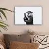 Wijnfles - Otter - Zwart canvas 2cm klein -sfeer1