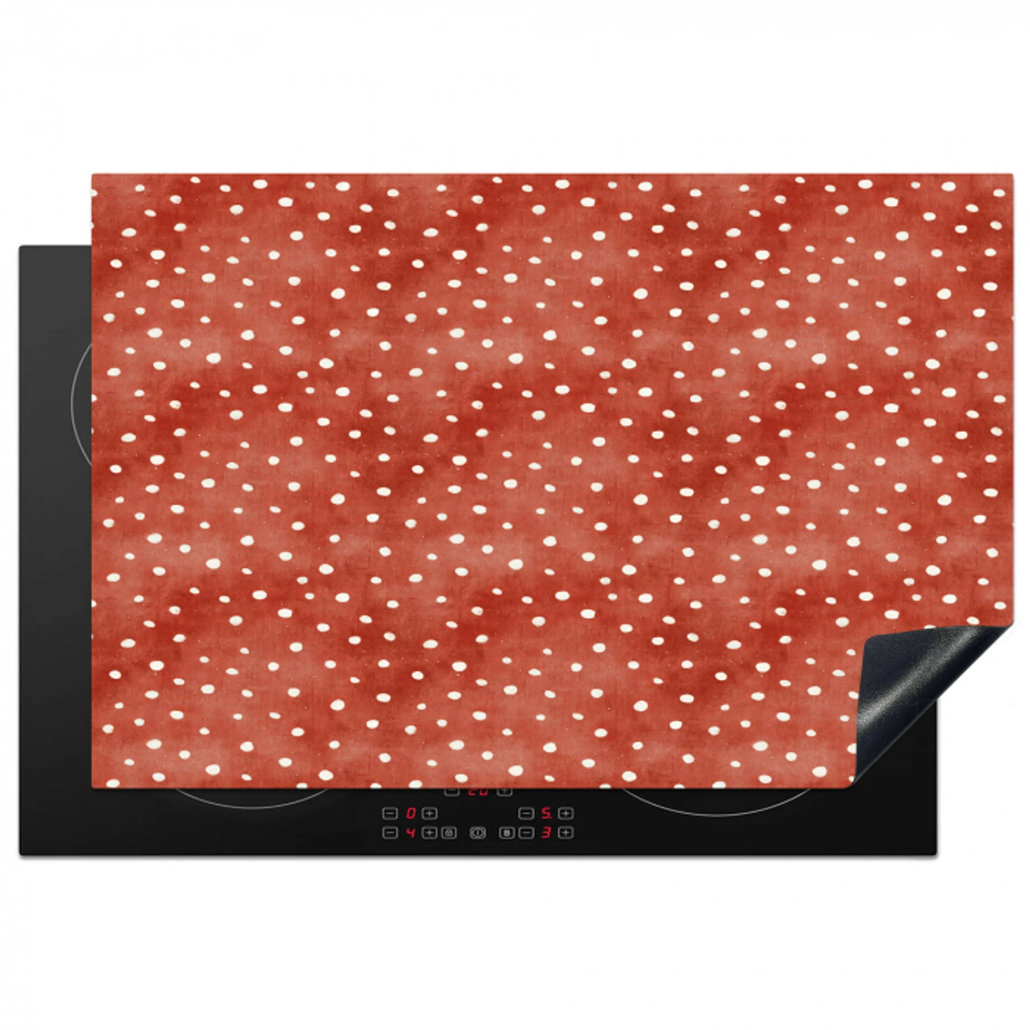 Chic - Stippen - Rood - Wit Inductie beschermer vinyl 3mm klein 276 -3d