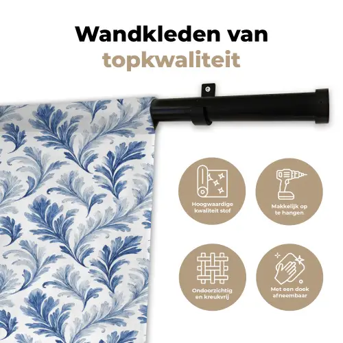 Frans - Citroen - Bladeren  - Blauw Wandkleed katoen klein 269 -sfeer2