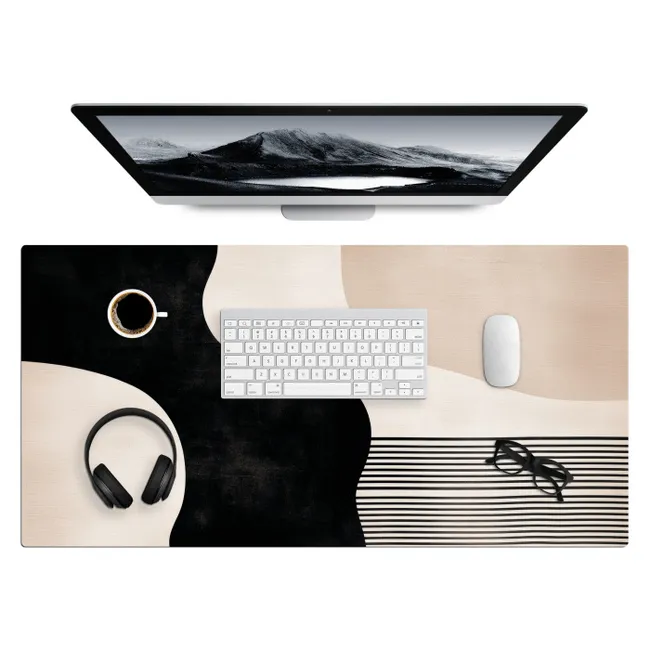 Desk Mat - Abstract - Japandi - Beige - Modern