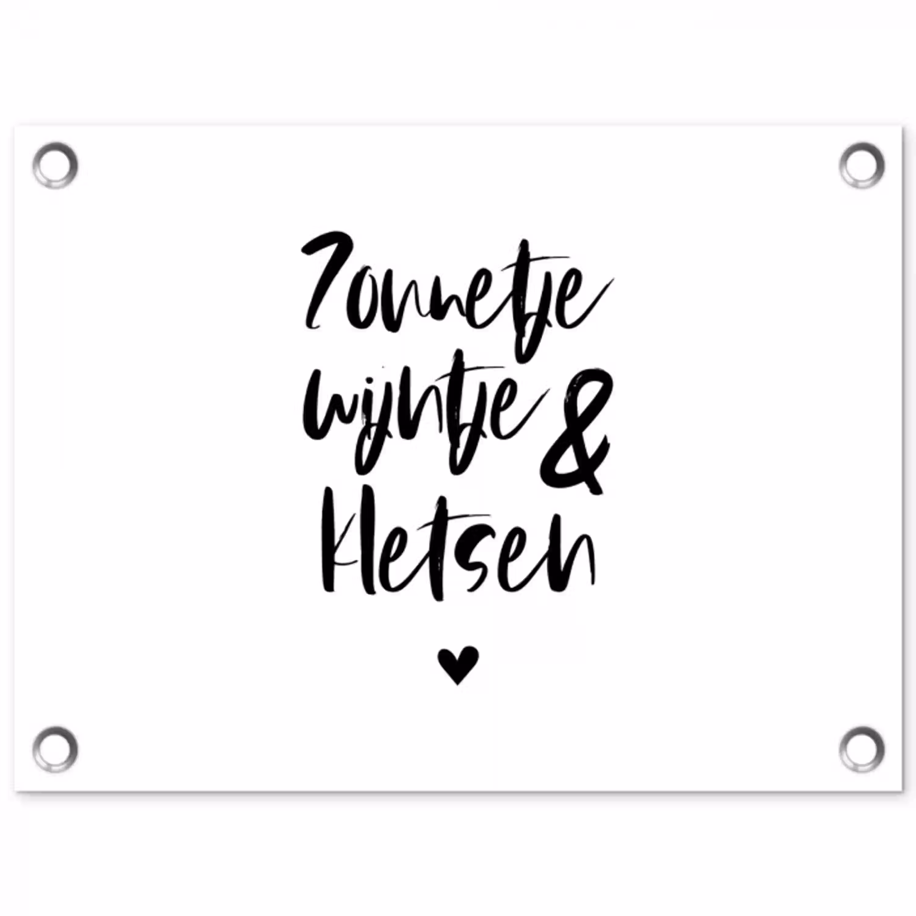 Zonnetje, wijntje & kletsen - Quotes - Tekst - Zomer - Wijn tuinposter los doek klein -3d