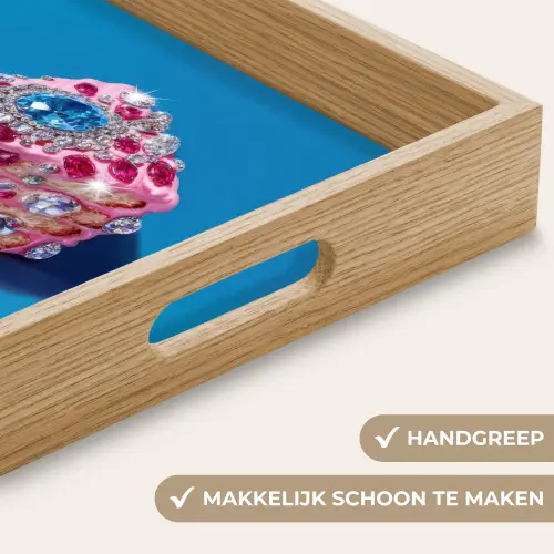 Taart - Edelstenen - Glitters - Roze Dienblad Rechthoek middel -USP_HandgreepNL