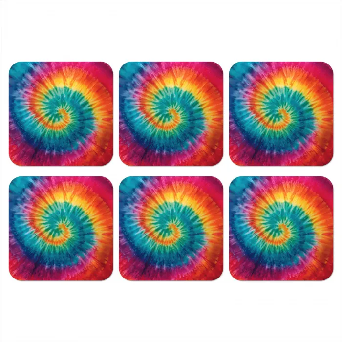 Regenboogkleuren - Tie dye - onderzetter kurk middel -3d