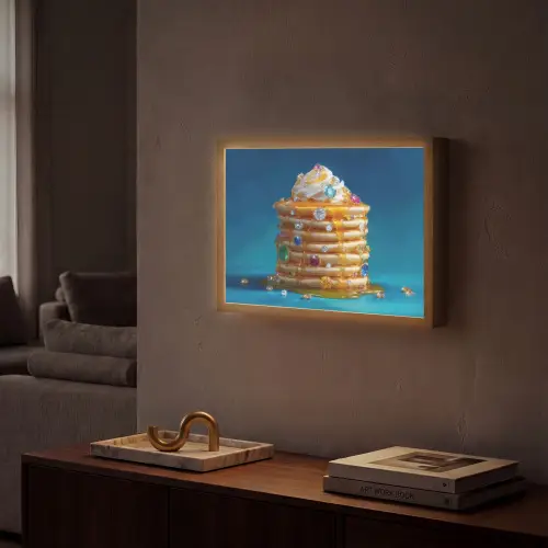 Pannenkoeken - Steentjes - Glitter - Slagroom Light Box met batterij (Wandlamp) middel -sfeer1