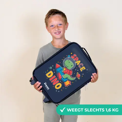 Dino - Groen - Raket - Sterren Kinderkoffer - Zwart klein -sfeer4_NL