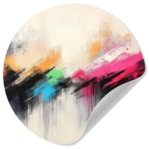 Dynamisch - Abstract - Kleurrijk - Zwart Wandcirkel behangsticker klein -3d