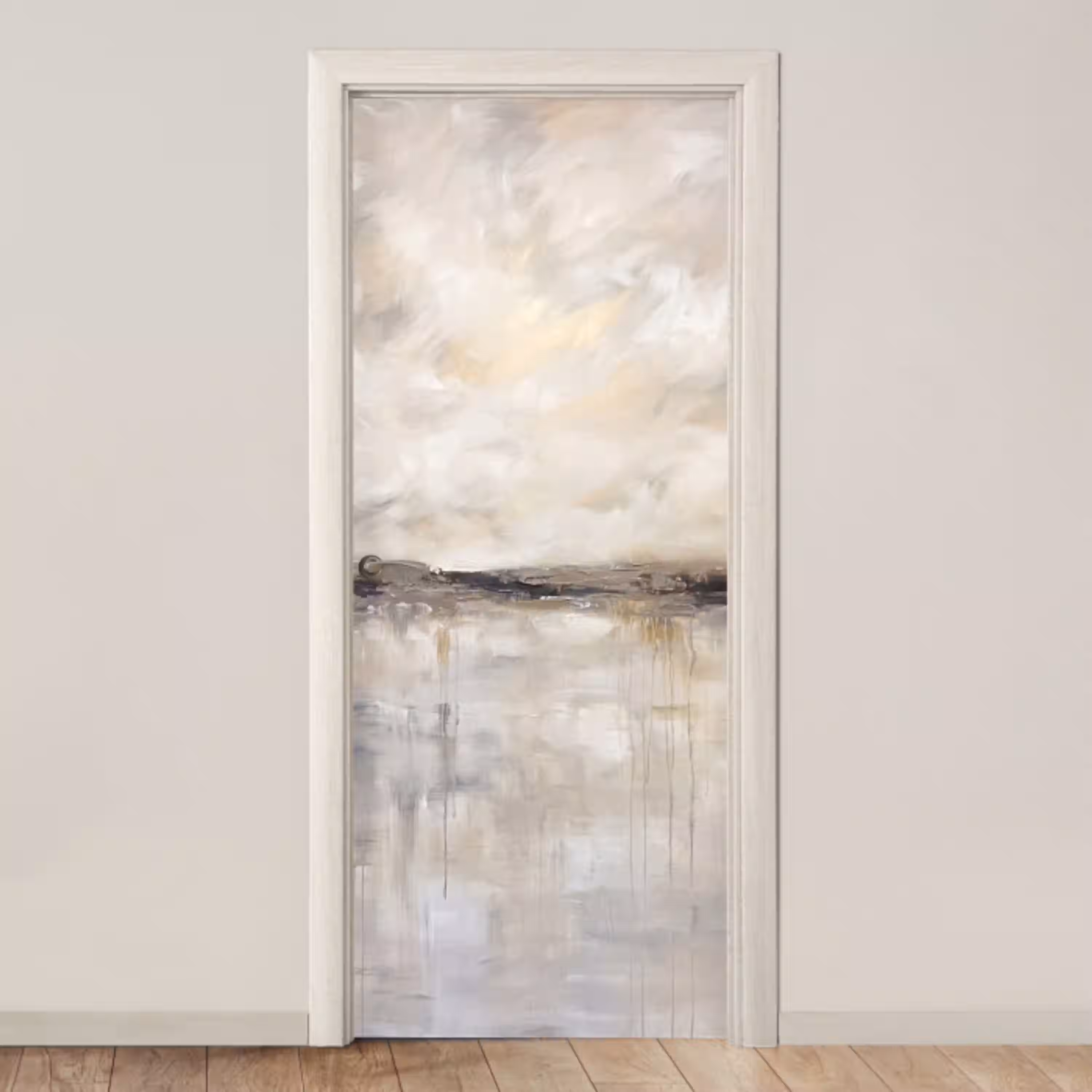 Landschap - Horizon - Natuur - Abstract - Neutraal deurposter klein -3d_beige