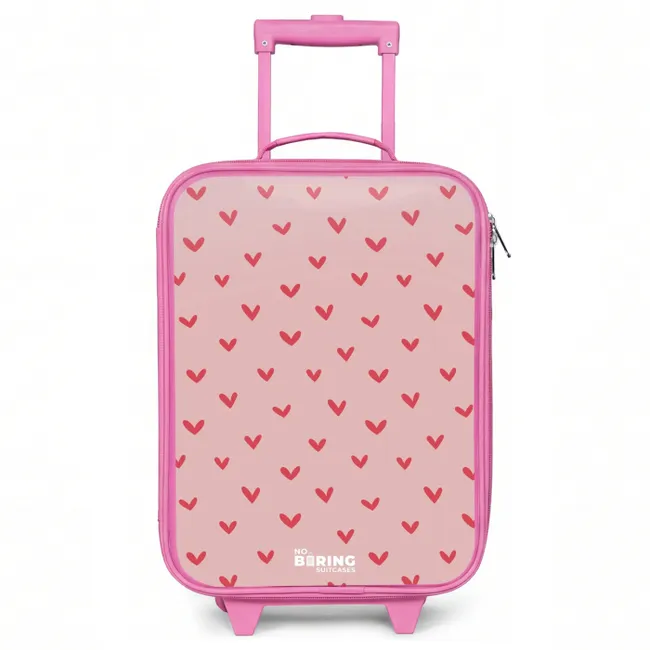 Kids’ Suitcase - Pink - Heart pattern with pink colors