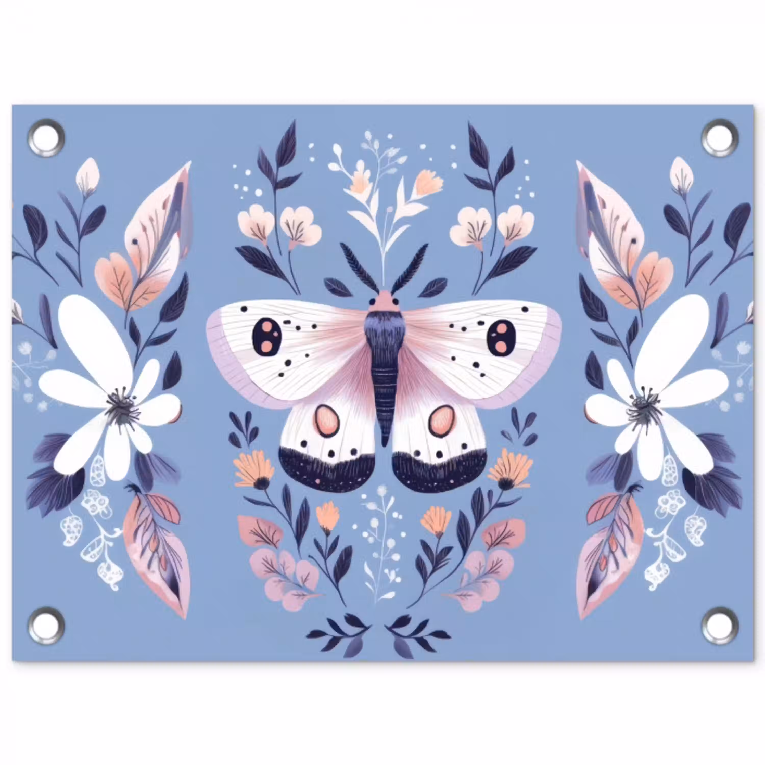 Vlinder - Vleugels - Stippen - Bloemen tuinposter los doek klein -3d