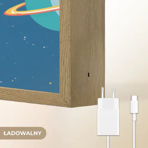 Raket - Planeten - Ruimte Light Box met batterij (Wandlamp kind) middel -USP_websiteoplaadbaarNL