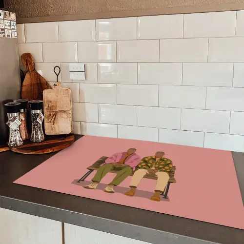 Illustratie - Bankje - Personen - Minimalistisch Inductie beschermer vinyl 3mm klein -sfeer3