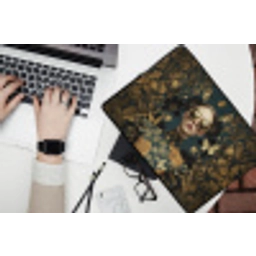 Vrouw - Bladeren - Goud - Vlinders laptophoes neopreen klein -bureau