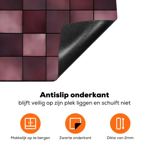 Vierkant - Tegel - Patroon - Paars Inductie beschermer vinyl 3mm klein 276 -zzzzzzz-td-onderkant