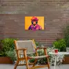 Aap - Kimono - Bloemen - Hoofdtooi Tuinposter op houten frame 2 cm dik klein -sfeer3