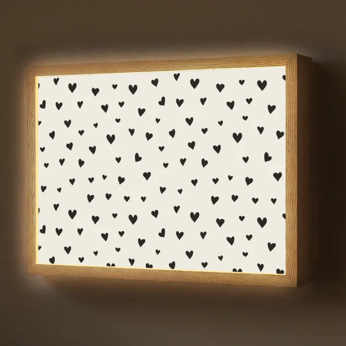 Valentijn - Harten - Zwart - Wit Light Box met batterij (Wandlamp) middel 907 -z3d_website