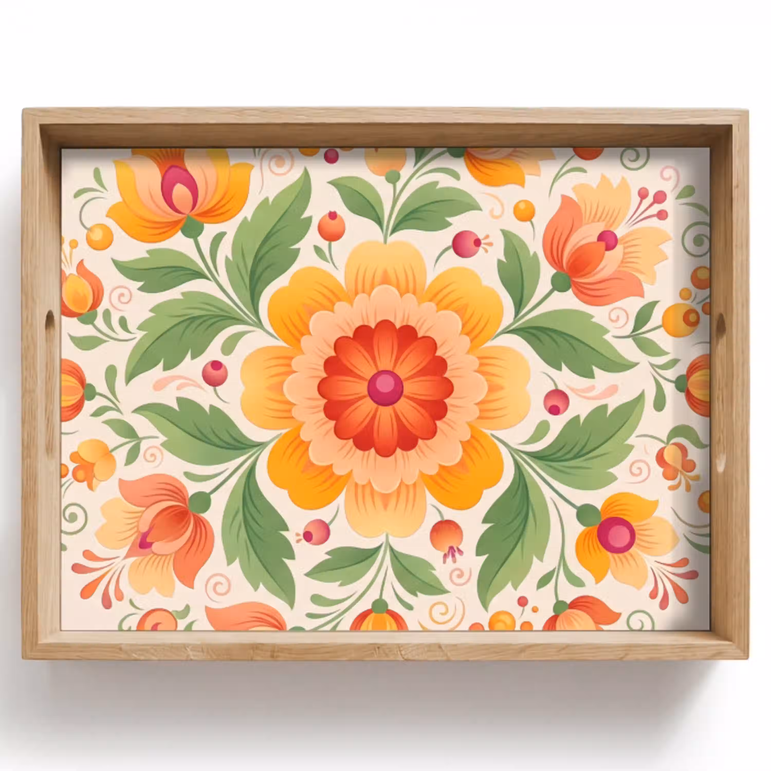 Bloemen - Patroon - Decoratief - Oranje Dienblad Rechthoek middel -z3d_shopping