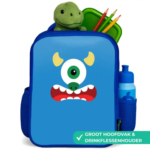 Dierenportret - Monster - blauw Kinderrugzak - Blauw middel -inhoud_NL