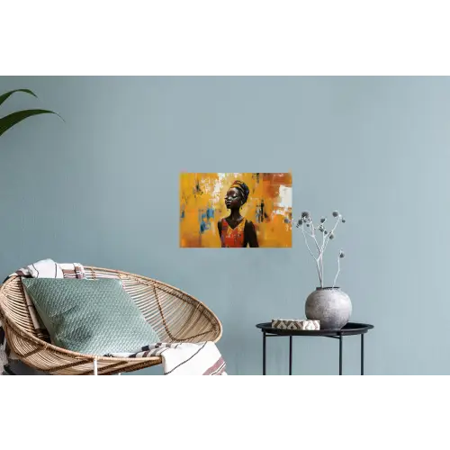 Vrouw - Ogen - Penseelstreken - Geel Muursticker klein -plant