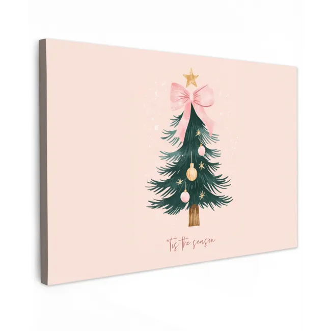Christmas Season - Kerst - Kerstboom - Roze canvas 2cm klein -z3d