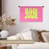 Bonjour - Roze - Fel groen Wandkleed katoen klein -sfeer1