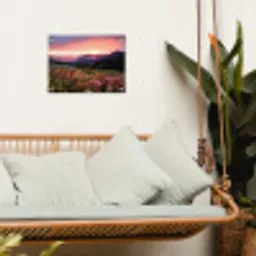 Bloemen - Bergen - Landschap - Nacht - Lucht - Roze tuinposter los doek klein -sfeer7