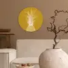 Lijnillustratie - Ananas - Bladkroon - Okergeel Wandcirkel kunststof plaat 5mm dik klein -sfeer1
