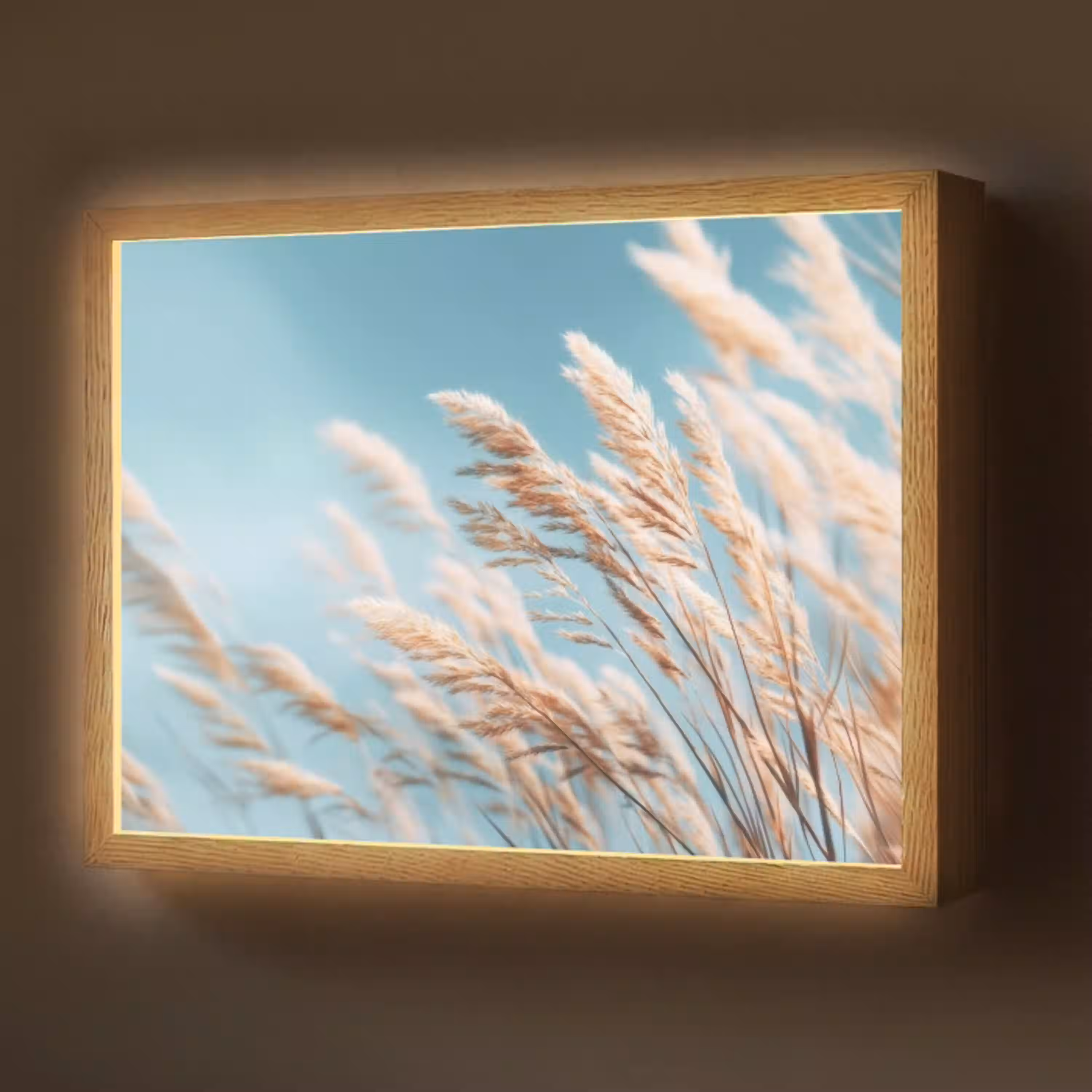 Siergras - Wind - Lichtbruin Light Box met batterij (Wandlamp) middel -z3d_website