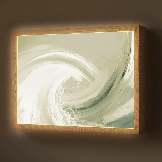 Lightbox - Wandlamp - Abstract - Penseelstreken - Golven - Groen