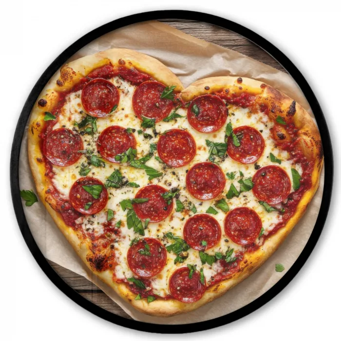 Pizza - Hart - Pepperoni - Tomaat Fotolijst rond zonder passe partout klein -3d
