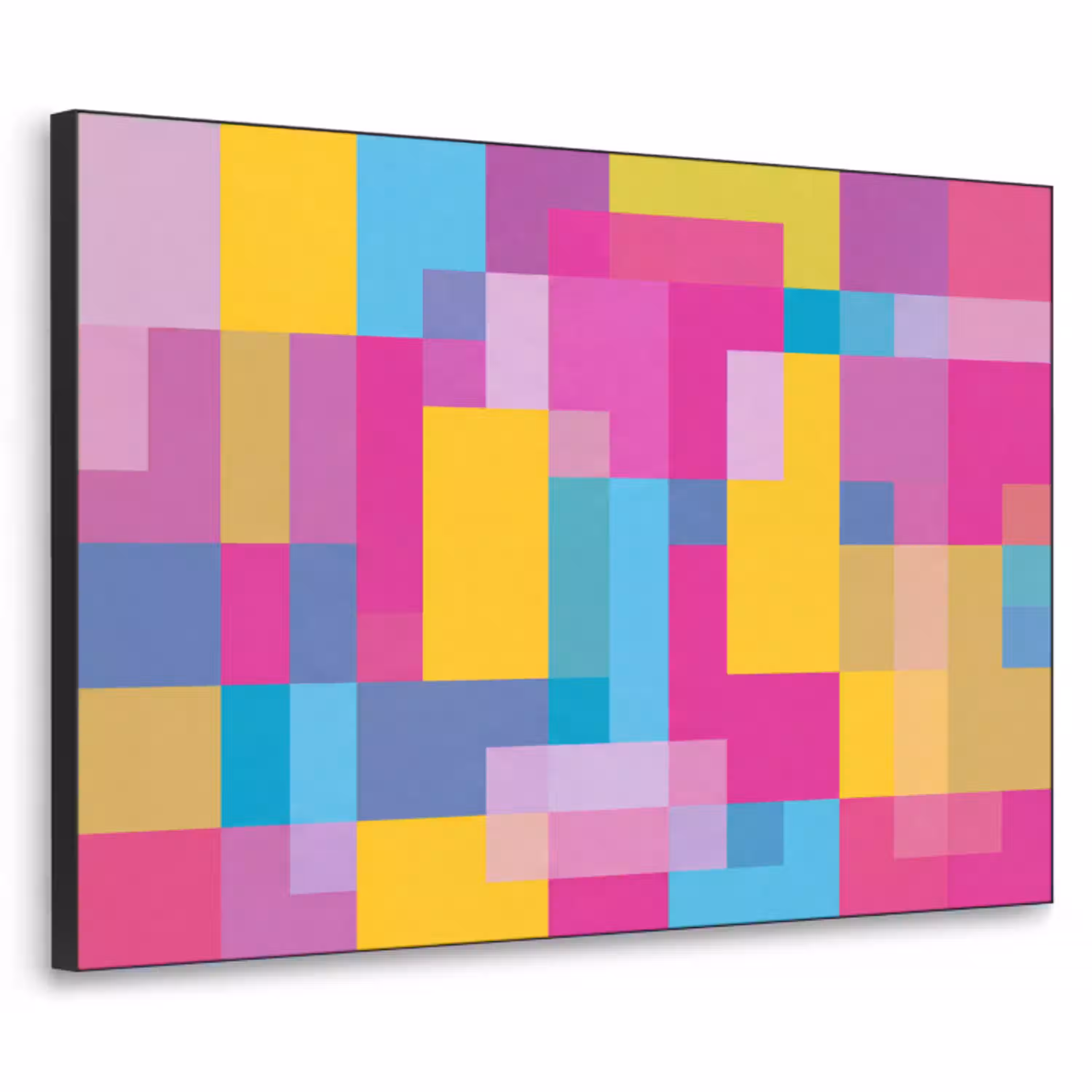Abstract - Geometrisch - Kunst - Kleurrijk - Modern Textielframe zwart klein -3d