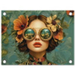 Vrouw - Bloemen - Vlinders - Natuur - Vintage tuinposter los doek klein -3d