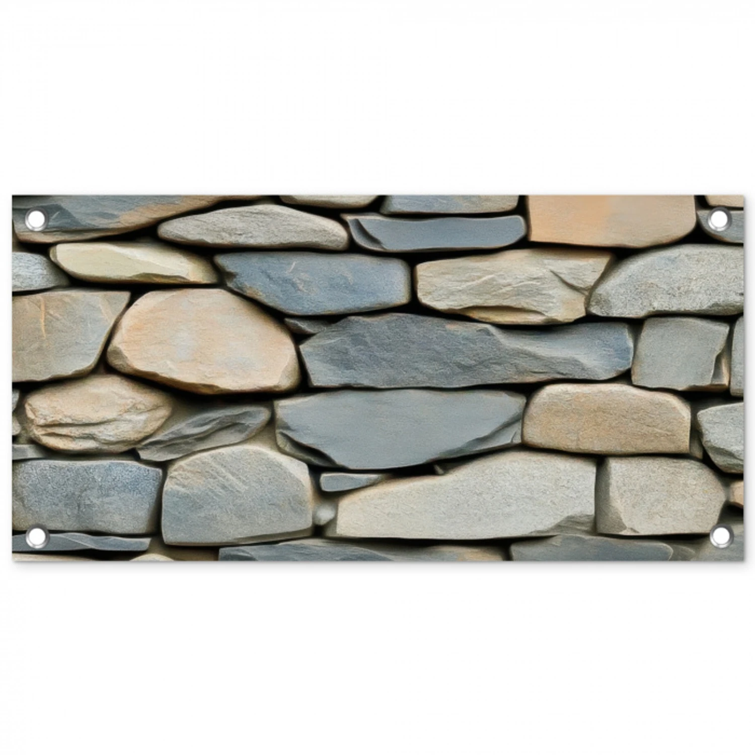 Stenen - Rustiek - Grijs tuinposter los doek klein -3d