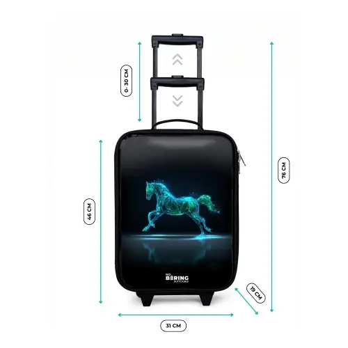 Futuristisch galopperend paard Kinderkoffer - Zwart klein -productfoto_formaten