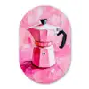 Roze - Verf - Coffee Wandcirkel Ovaal Glas middel -3d
