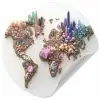 Wereldkaart - Kristallen - Unieke tinten Wandcirkel behangsticker klein -3d