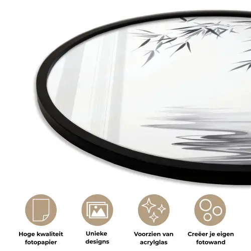 Bamboestammen - Water - Minimalistisch - Wit Fotolijst rond zonder passe partout klein -closeup_NL