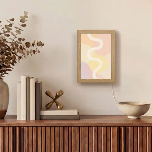 Golvende vormen - Abstract - pastel Light Box met kabel (Tafellamp) klein -sfeer2