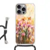 Vlinders - Oranje - Bloemen Hoesje iPhone 16 Pro Max met koord klein -3d