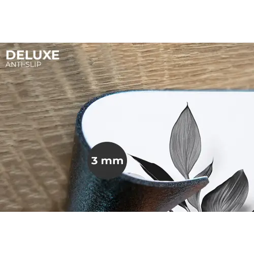 Plant - Bladeren - Minimalistisch - Zwart Placemat vinyl groot -closeup