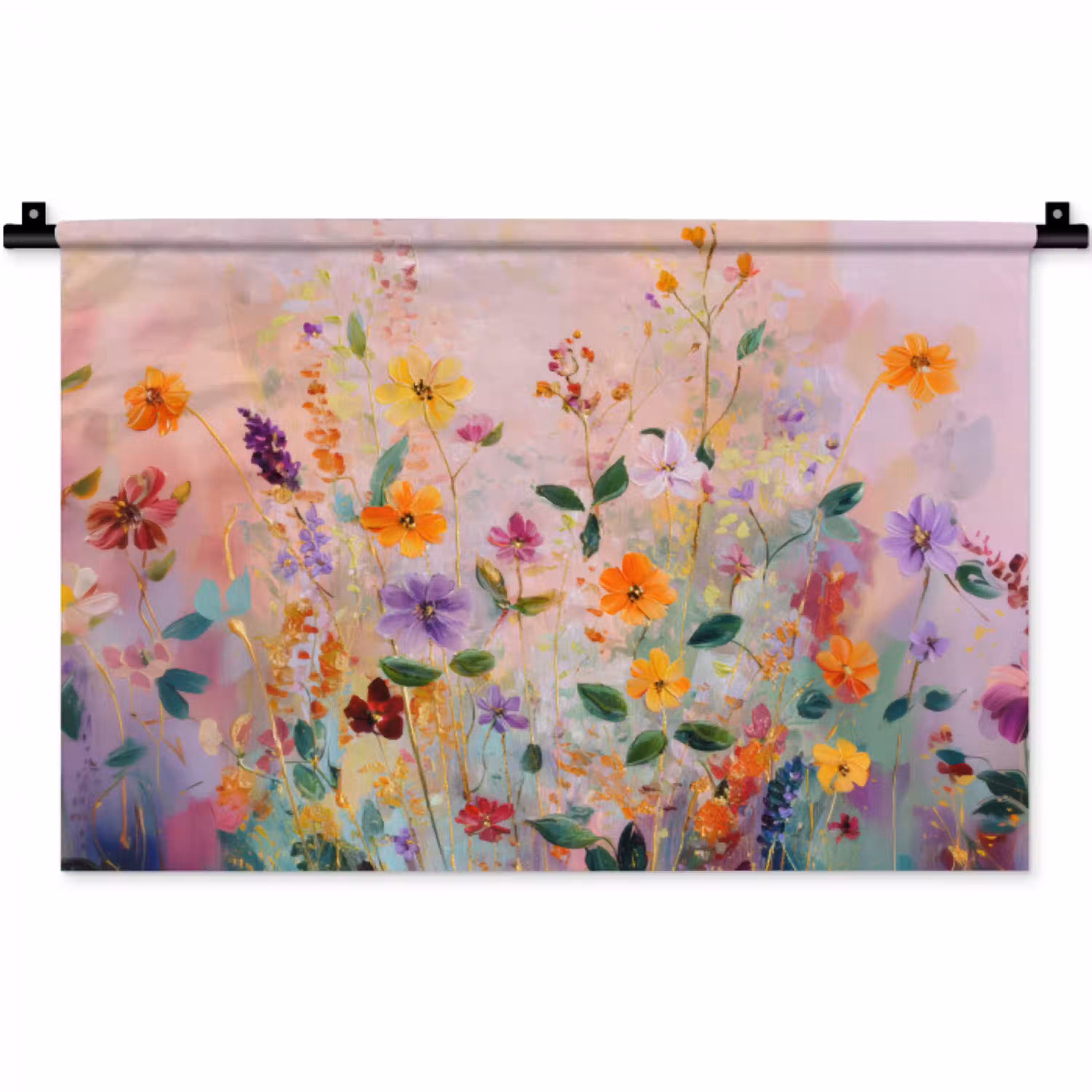 Schilderij - Bloemen - Abstract - Kleurrijk Wandkleed katoen klein -zz3d