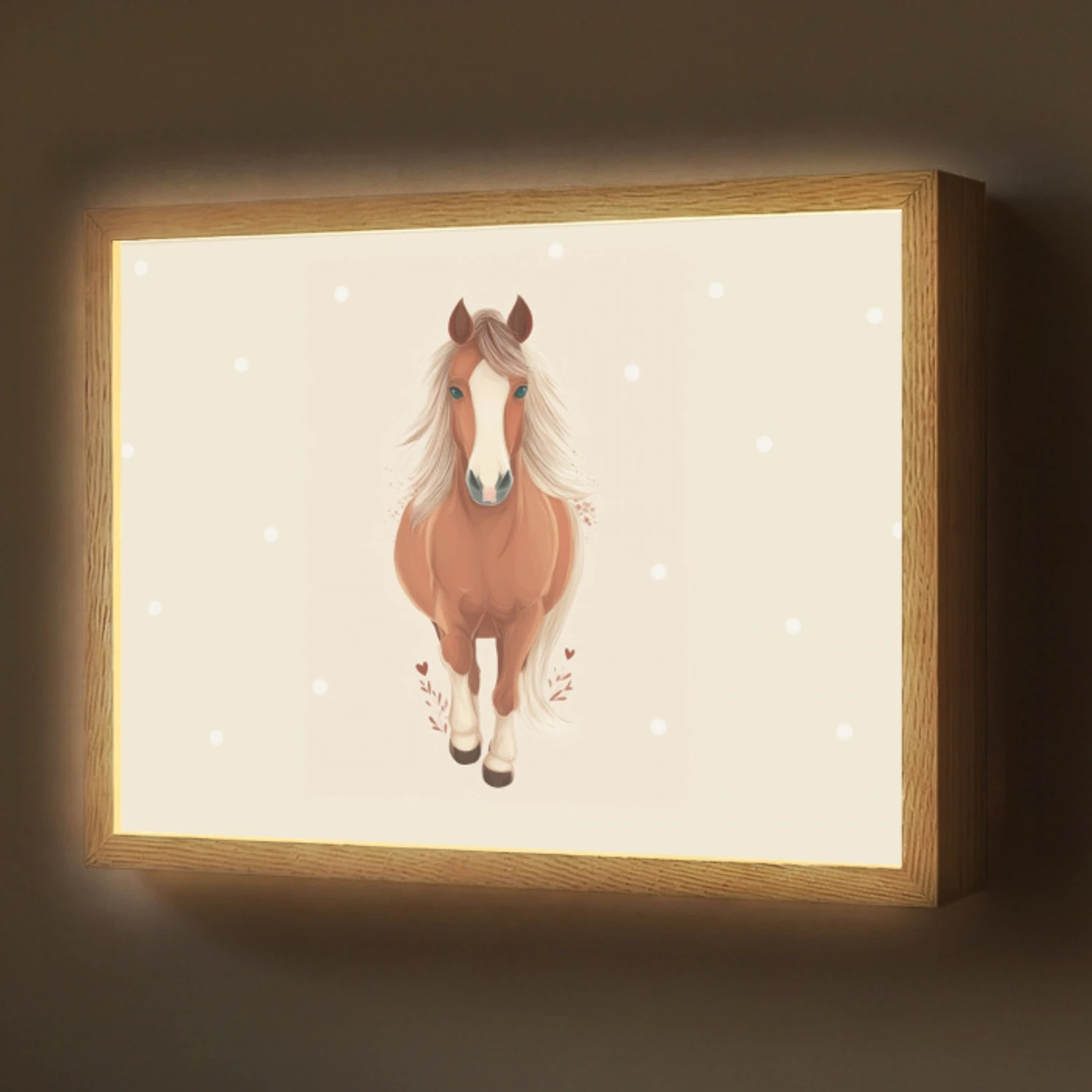 Paard - Galop - Bruin - Stippen Light Box met batterij (Wandlamp) middel -z3d_website