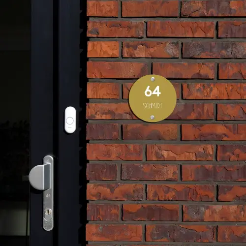 Okergeel - Modern Naambord Rond klein -sfeer1-rond-XS