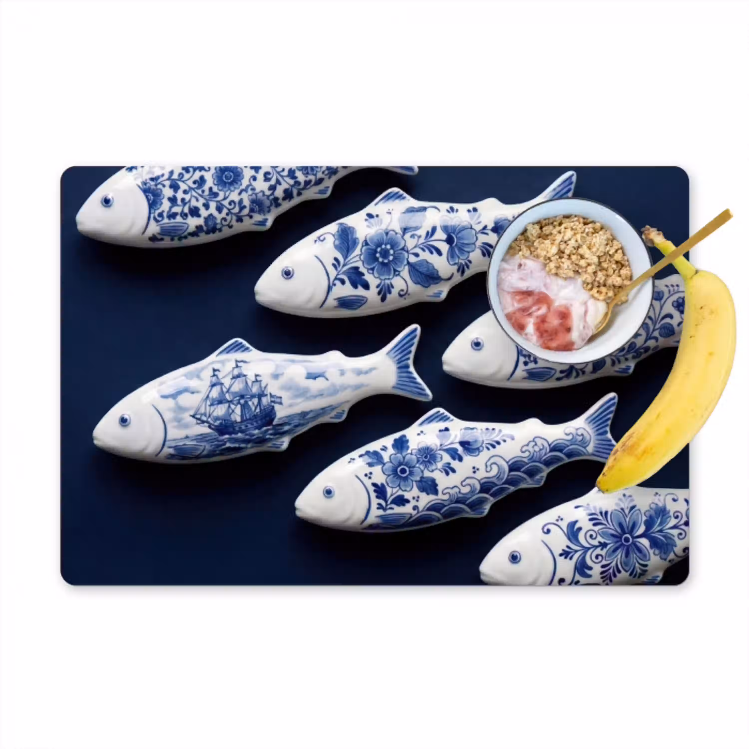 Vissen - Delfts - Blauw - Keramiek Placemat vinyl groot -zzzproduct_Kitchenyeah-website