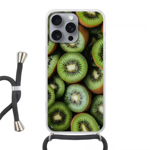 Kiwi - Fruit - Groen Hoesje iPhone 16 Pro Max met koord klein -3d