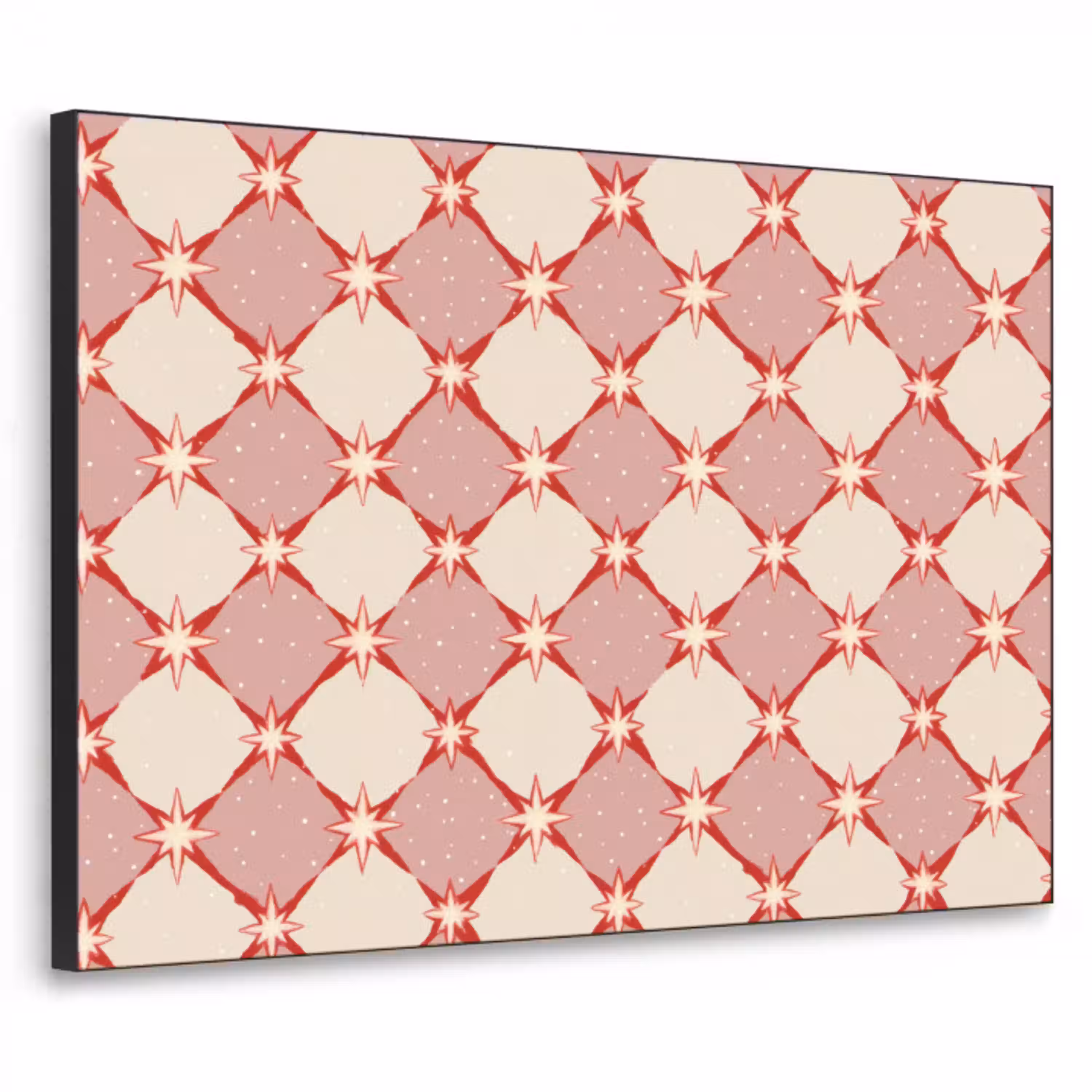 Ruiten - Sterren - Vintage - Oudroze - Rood Textielframe zwart klein 947 -3d