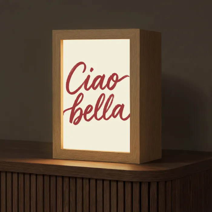 Ciao bella - Rood - Wit - Minimalistisch Light Box met kabel (Tafellamp) klein -z3d_website