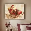 Kerst - Slee - Kerstman Textielframe zwart klein -sfeer1