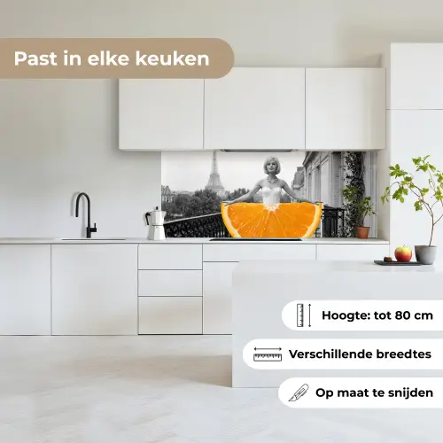 Sinaasappel - Eiffeltoren - Vrouw keuken achterwand 2 middel -sfeer4_NL
