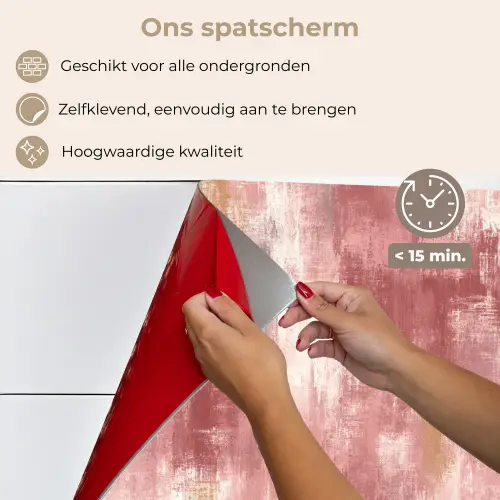 Penseelstrepen - Verweerd - Roze keuken achterwand spatscherm klein 900 -spatscherm_NL