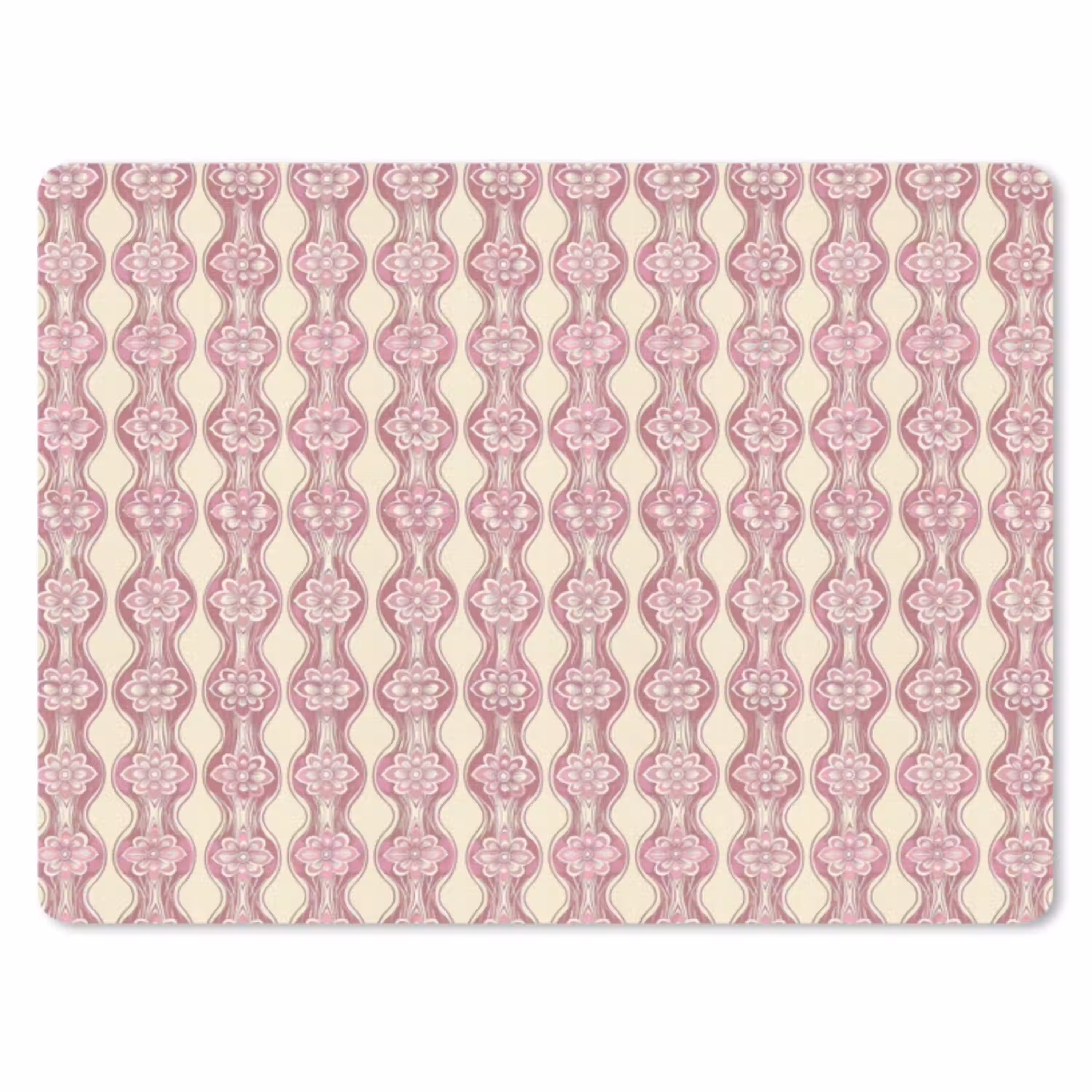 Paarsroze - Bloemen - Retro - Patroon muismat rubber klein 262 -3d